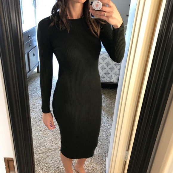 Zara Black Long Sleeve Ribbed Bodycon 